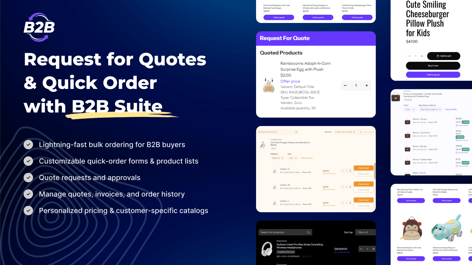 BSS B2B Portal & Quote shown on its Shopify App Store listing.