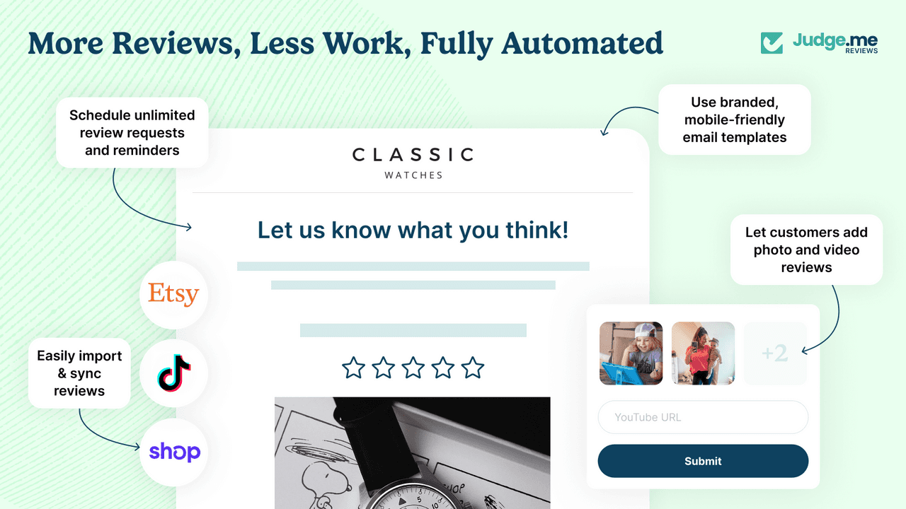 Judge.me showing star ratings and verified-buyer reviews on a product page.