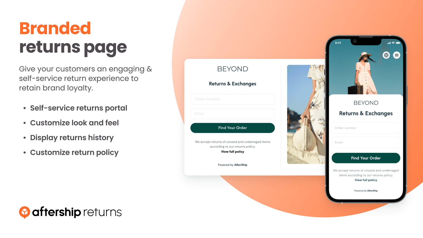 AfterShip Returns & Exchanges shown on its Shopify App Store listing.
