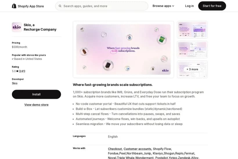 Skio subscriptions app for Shopify Plus