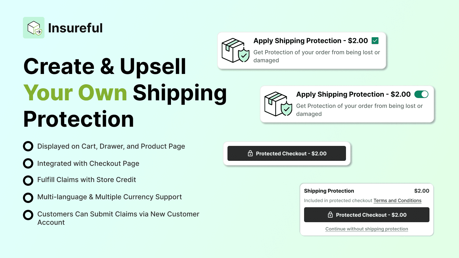 Insureful Shipping Protection shown on its Shopify App Store listing.