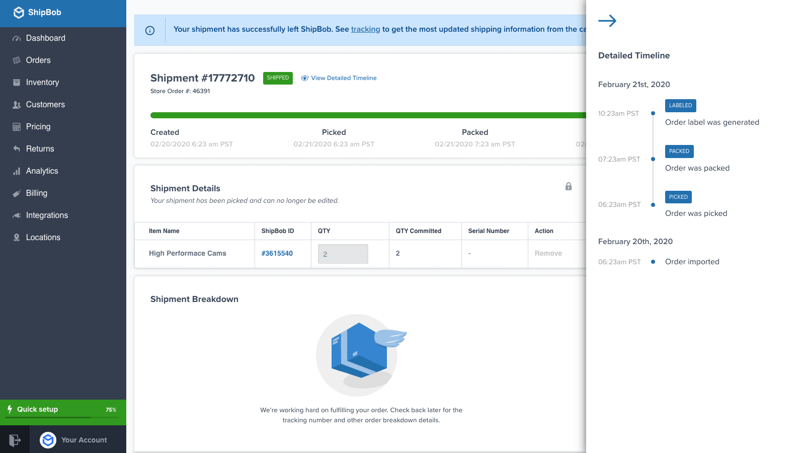 ShipBob shown on its Shopify App Store listing.