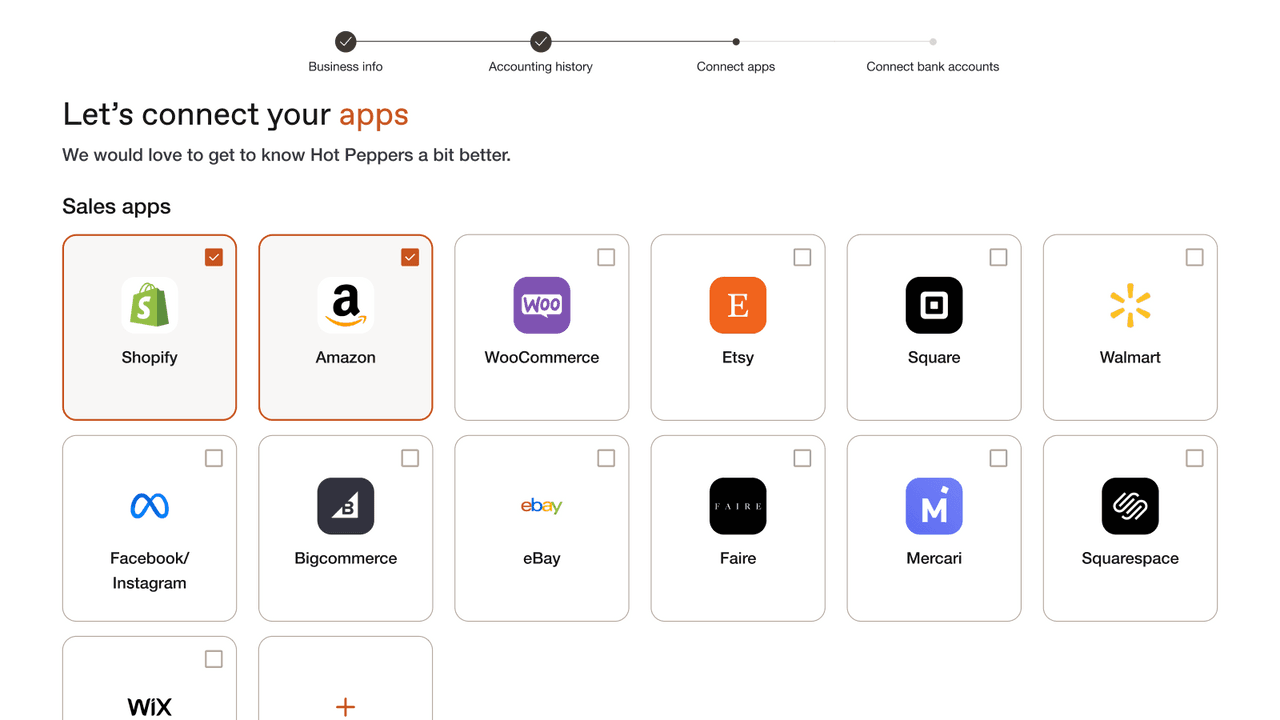 Finaloop showing real-time books, inventory and COGS as a full-service bookkeeping product.