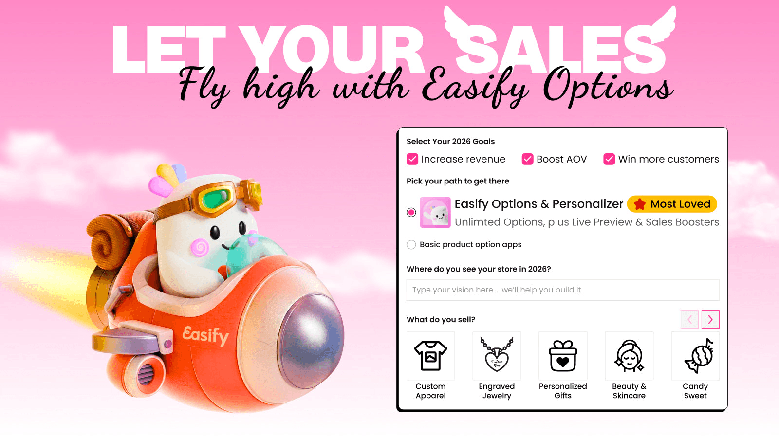 Easify Product Options shown on its Shopify App Store listing.