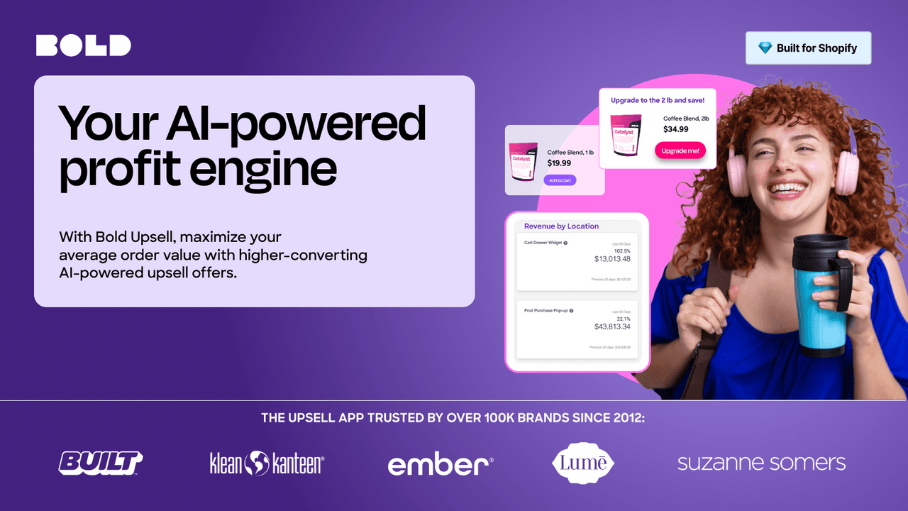 Bold AI Upsell and Cross-Sell showing a rules-driven upsell engine.