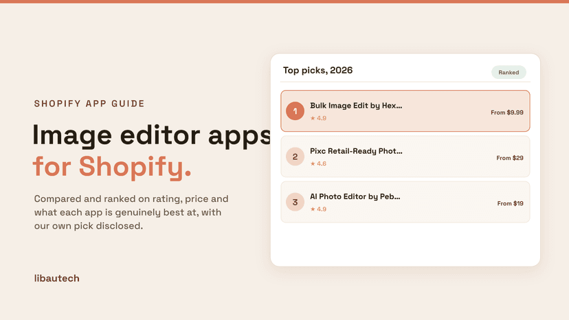 Ranked top Best Shopify Image Editor Apps for 2026 with ratings and prices.