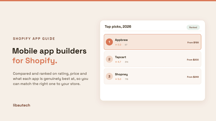 Ranked top Shopify mobile app builder apps for 2026 with ratings and starting prices.