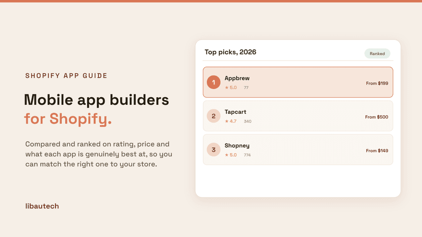 Ranked top Shopify mobile app builder apps for 2026 with ratings and starting prices.