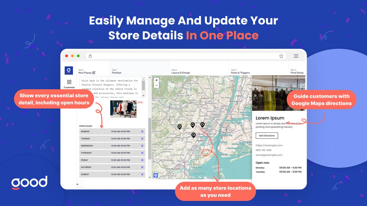 GA Google Maps Store Locator plotting locations with search.