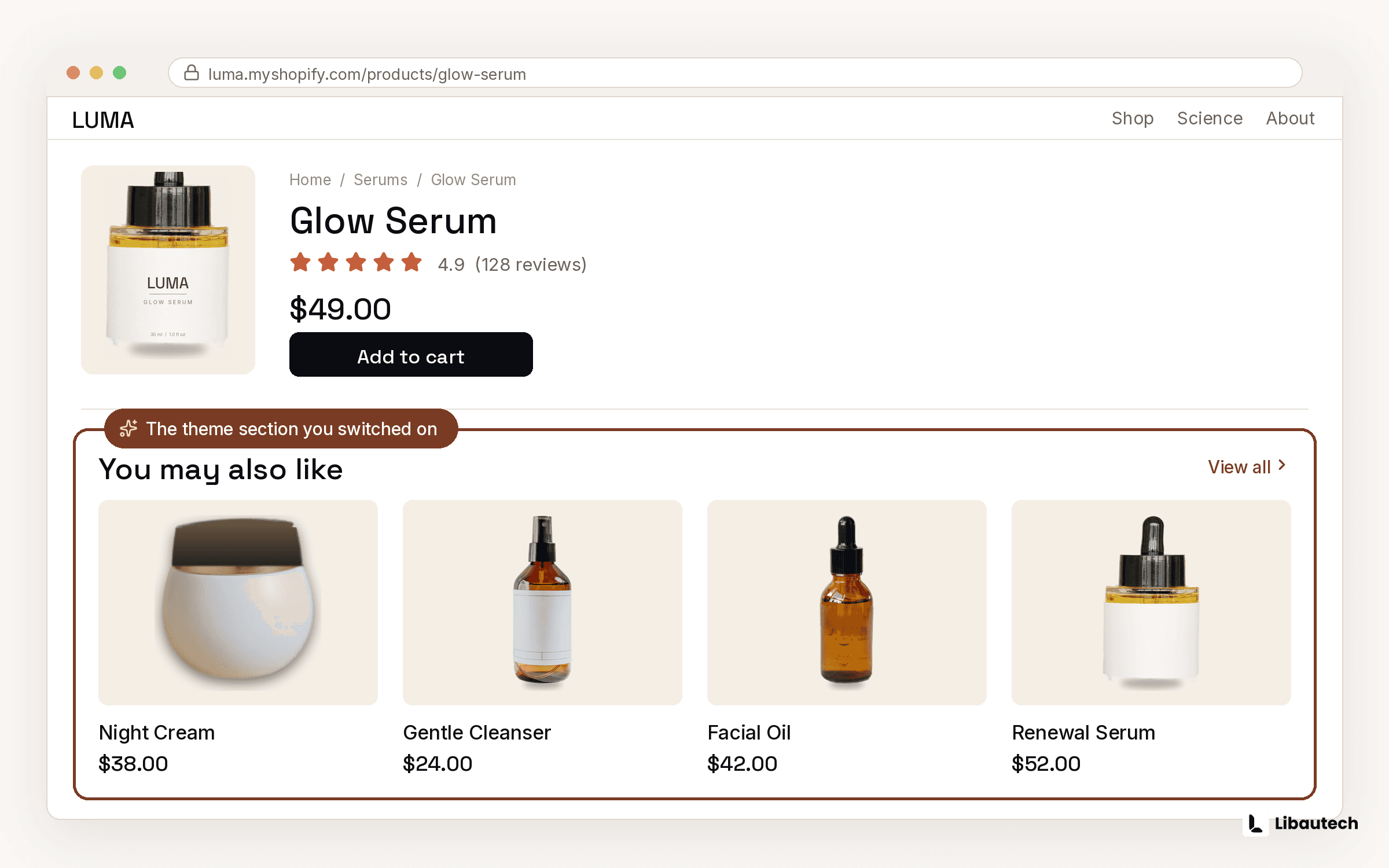 Turning on a Shopify theme's product recommendations section