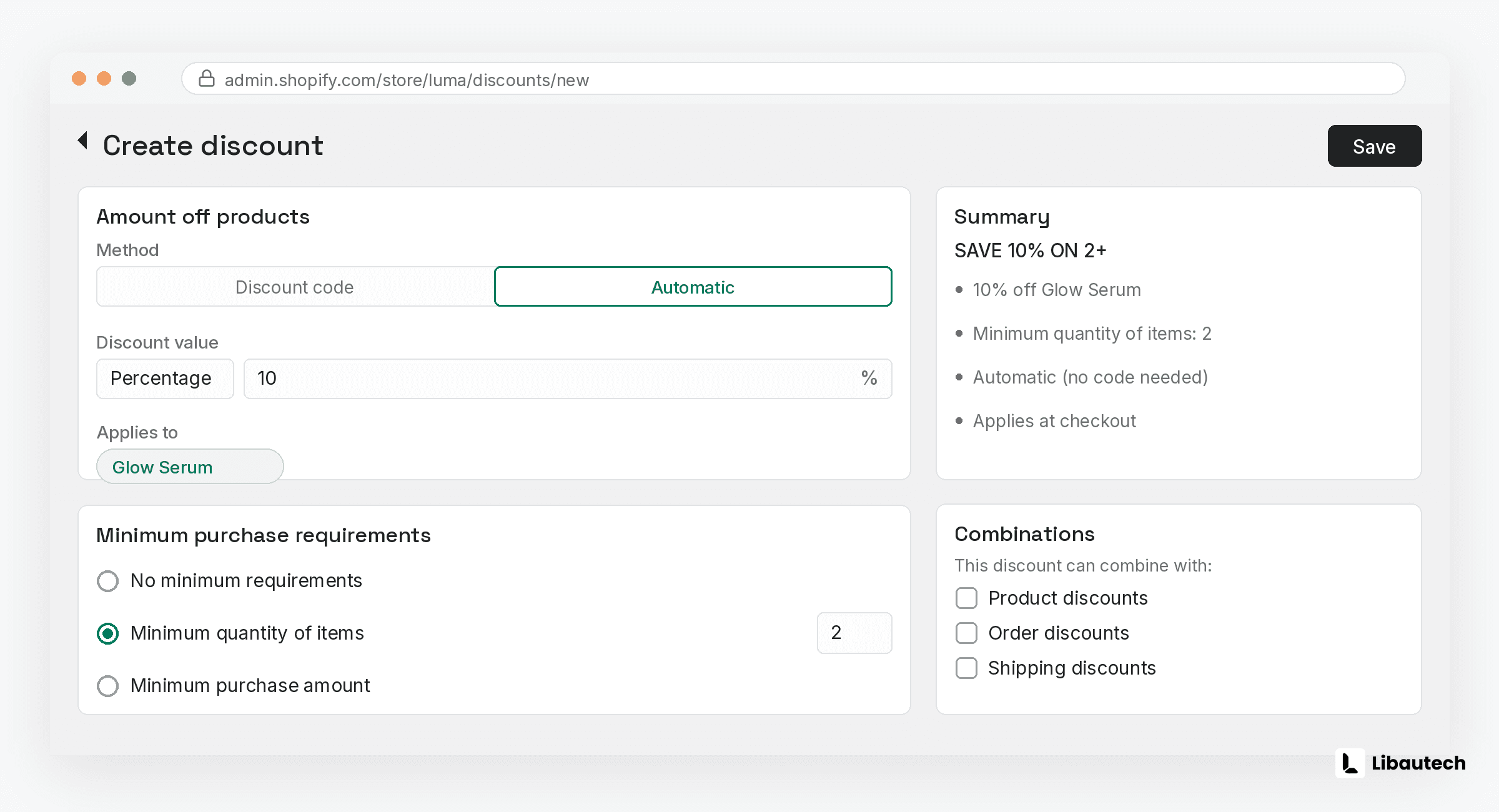 Setting up a native volume discount in the Shopify admin