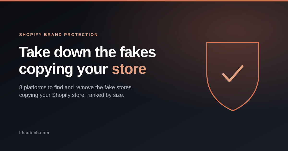 Platforms for finding and taking down fake stores that copy your Shopify store, compared and ranked by store size.
